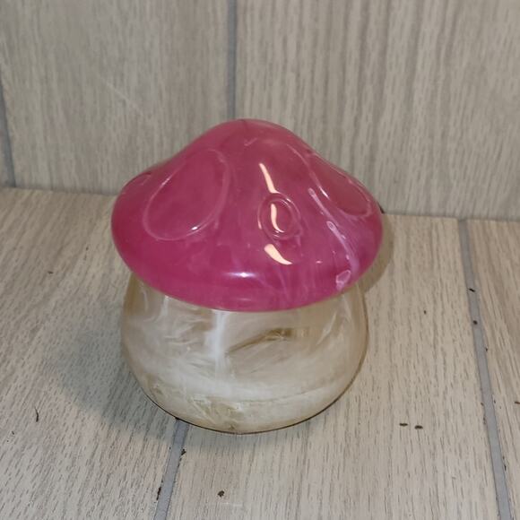 Epoxy Resin Pink and Cream Mushroom Jar Decor Stash Box Trinket Box - Picture 7 of 7
